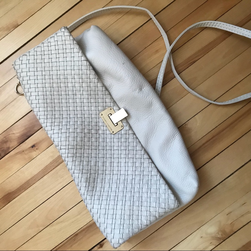 White leather Elliot Luca clutch bag